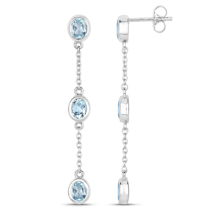 Pendientes de plata de ley .925 con topacio azul auténtico de 2,16 quilates
