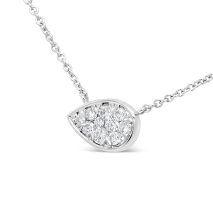 Collar con colgante de oro blanco de 14K con forma de lágrima de diamantes redondos de 1/4 Cttw de 18" - (Color G-H, Claridad SI2-I1)