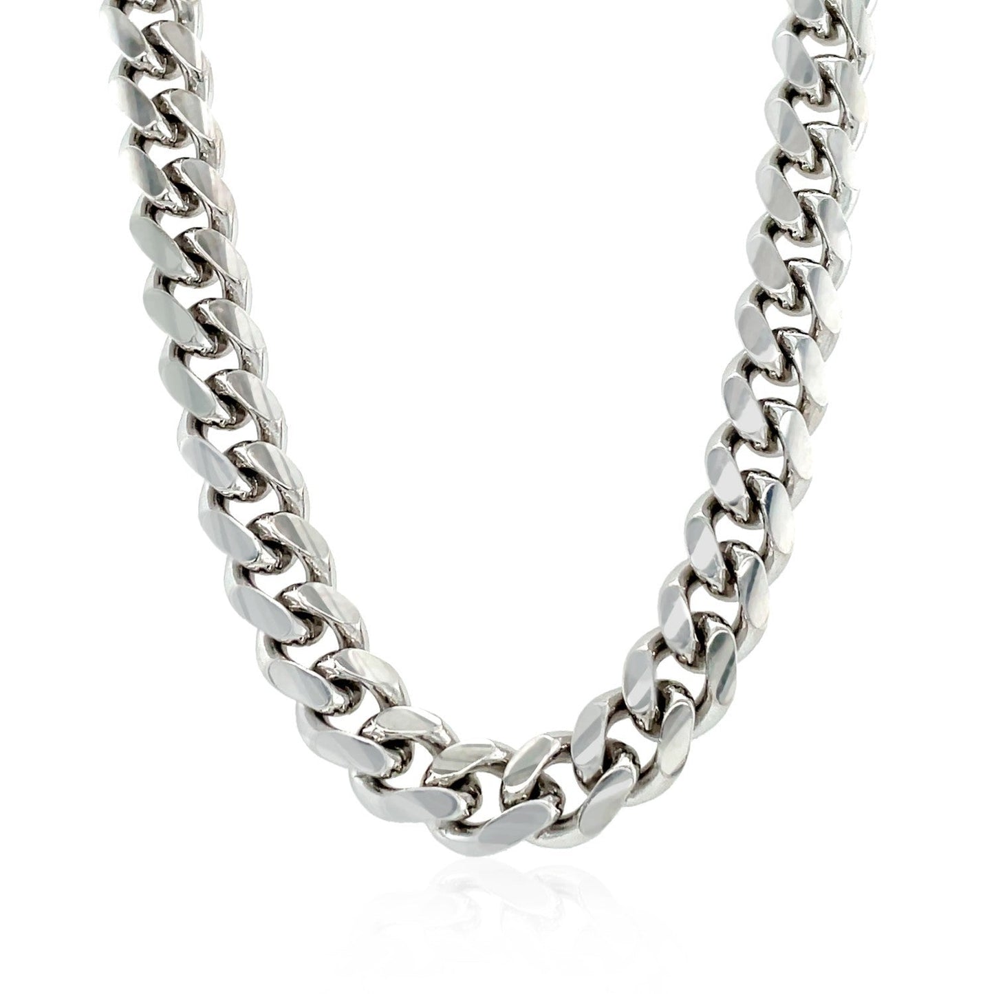 Cadena Cubana Miami de Plata Esterlina con Baño de Rodio 8.4mm