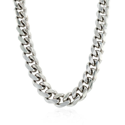 Cadena Cubana Miami de Plata Esterlina con Baño de Rodio 8.4mm