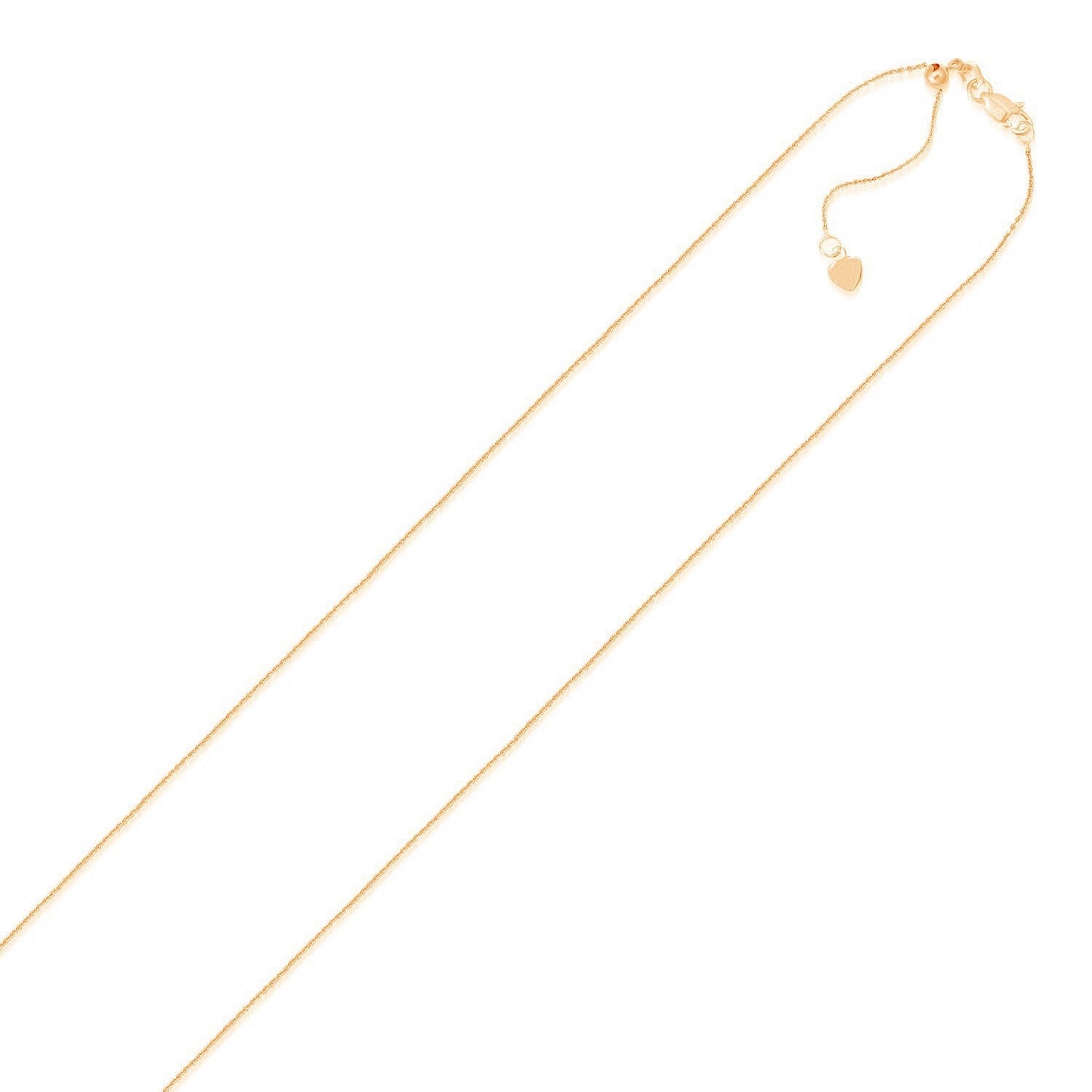 Cadena ajustable de oro rosa de 14k de 0.9mm