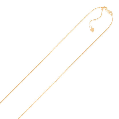 Cadena ajustable de oro rosa de 14k de 0.9mm