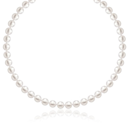 Collar de oro amarillo de 14k con perlas cultivadas de agua dulce blancas (6.0mm a 6.5mm)