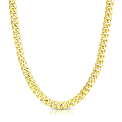 Cadena cubana Miami semirrígida de oro amarillo de 14k y 6,1 mm