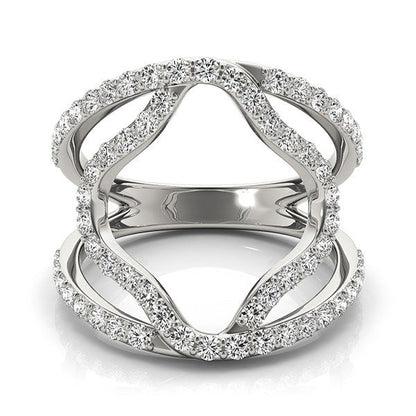 Anillo de banda doble estilo flor de diamante en oro blanco de 14k (5/8 cttw)