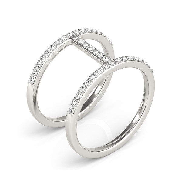Anillo de diamantes estilo puente de doble banda de oro blanco de 14k (3/8 cttw)
