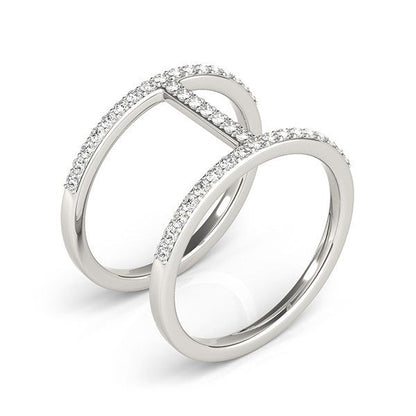 Anillo de diamantes estilo puente de doble banda de oro blanco de 14k (3/8 cttw)