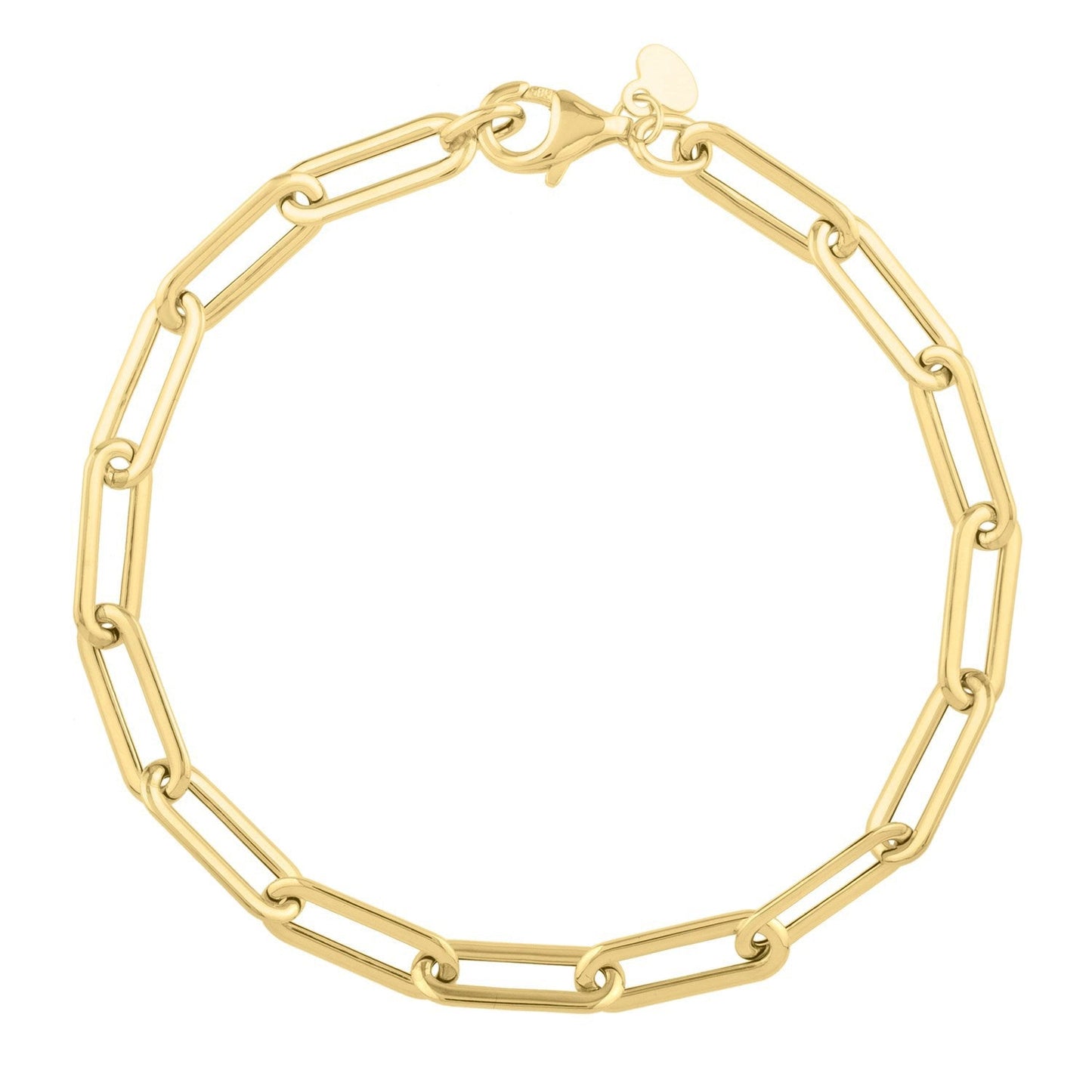Pulsera de cadena larga de oro amarillo de 14k tipo clip abombada (4.80 mm)
