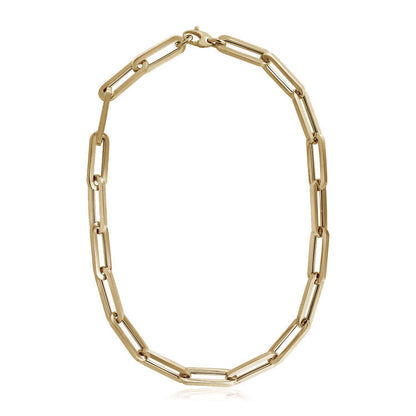 Gargantilla de cadena Paperclip extra ancha de oro amarillo de 14k