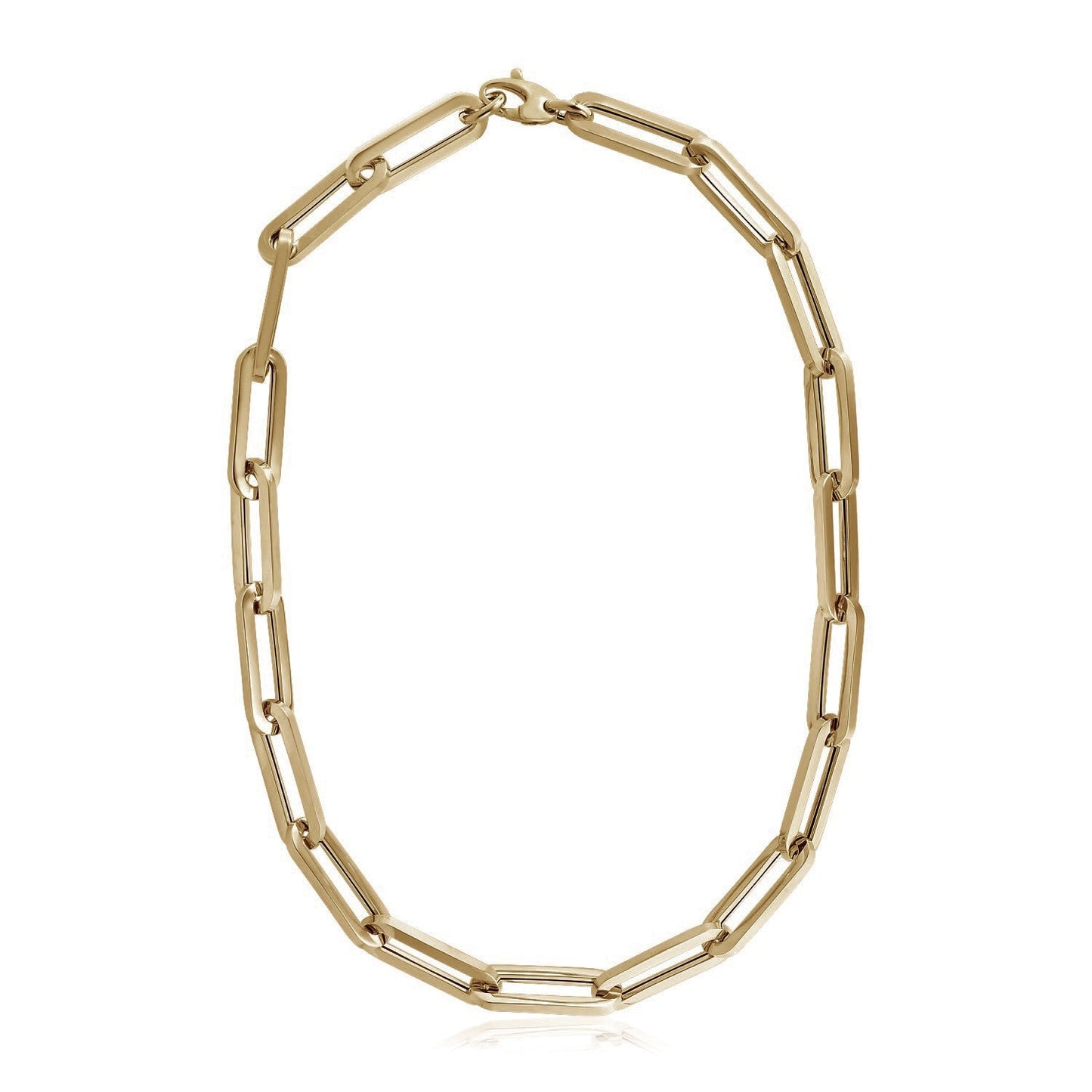 Gargantilla de cadena Paperclip extra ancha de oro amarillo de 14k