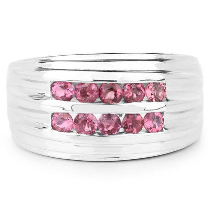 Anillo de Plata Fina .925 con Turmalina Rosa Genuina de 1.00 Quilate