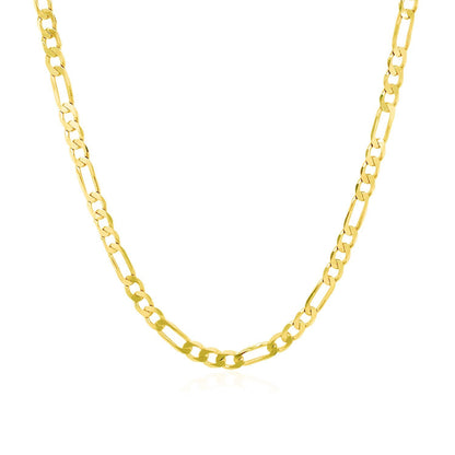 Cadena Figaro sólida de oro amarillo de 14k y 3,1mm
