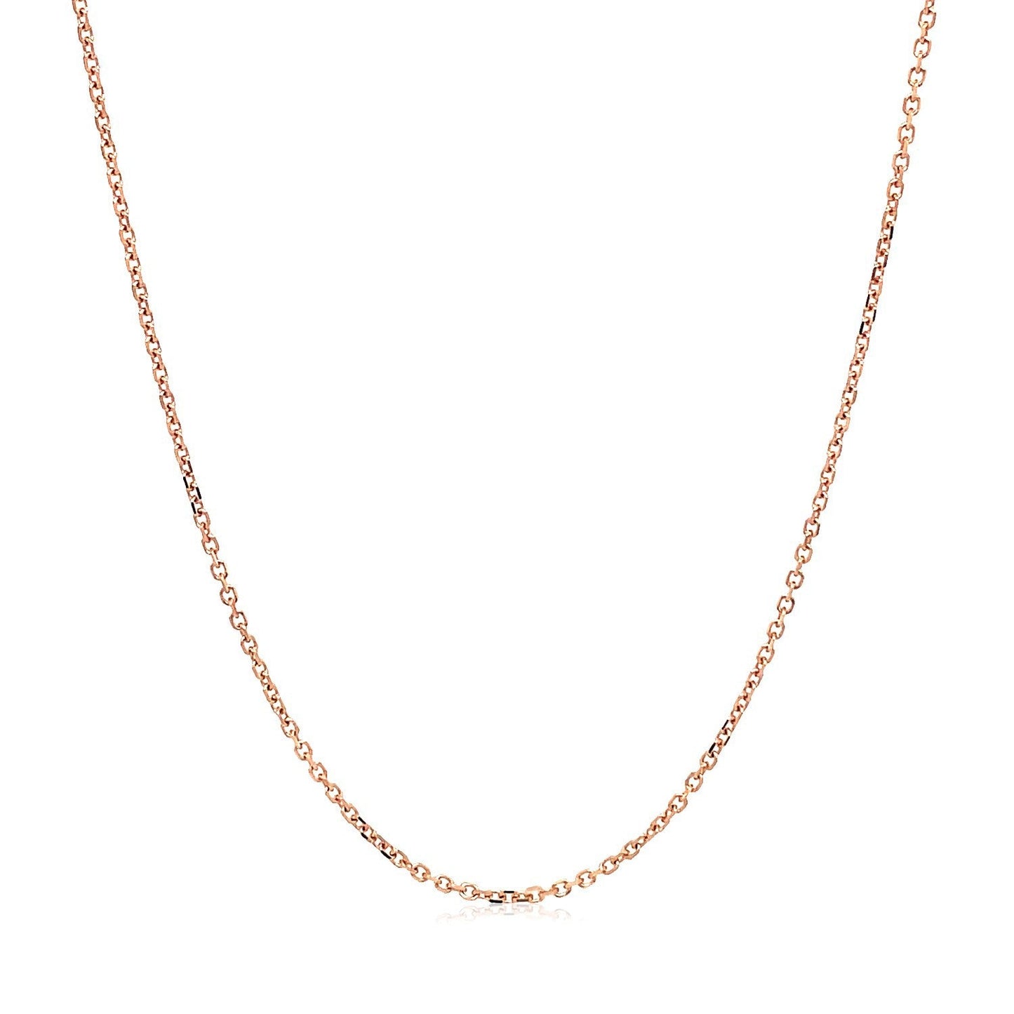 Cadena de eslabones tipo cable de 1,1 mm, oro rosa de 14k, corte diamante