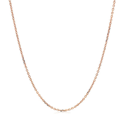 Cadena de eslabones tipo cable de 1,1 mm, oro rosa de 14k, corte diamante