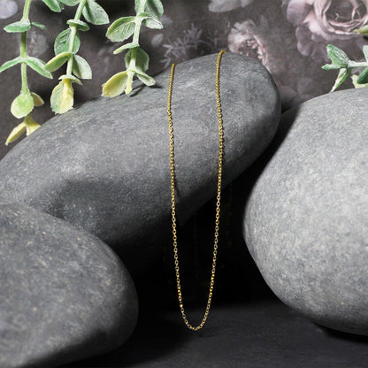 Cadena de eslabones tipo cable con corte de diamante de oro amarillo de 14k y 0.8mm
