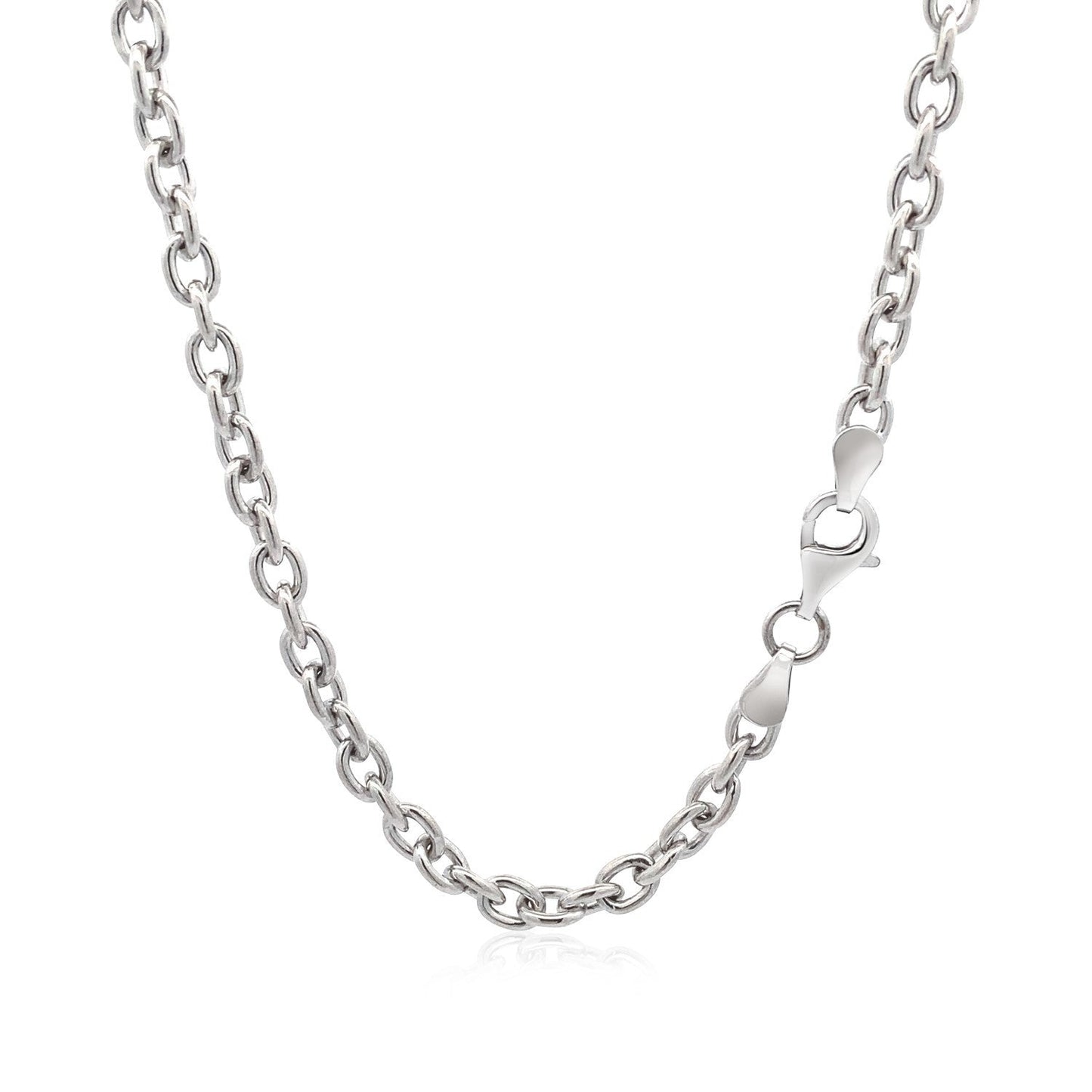 Pulsera de cadena de plata de ley rodiada con motivo de corazón plano