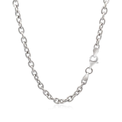 Pulsera de cadena de plata de ley rodiada con motivo de corazón plano