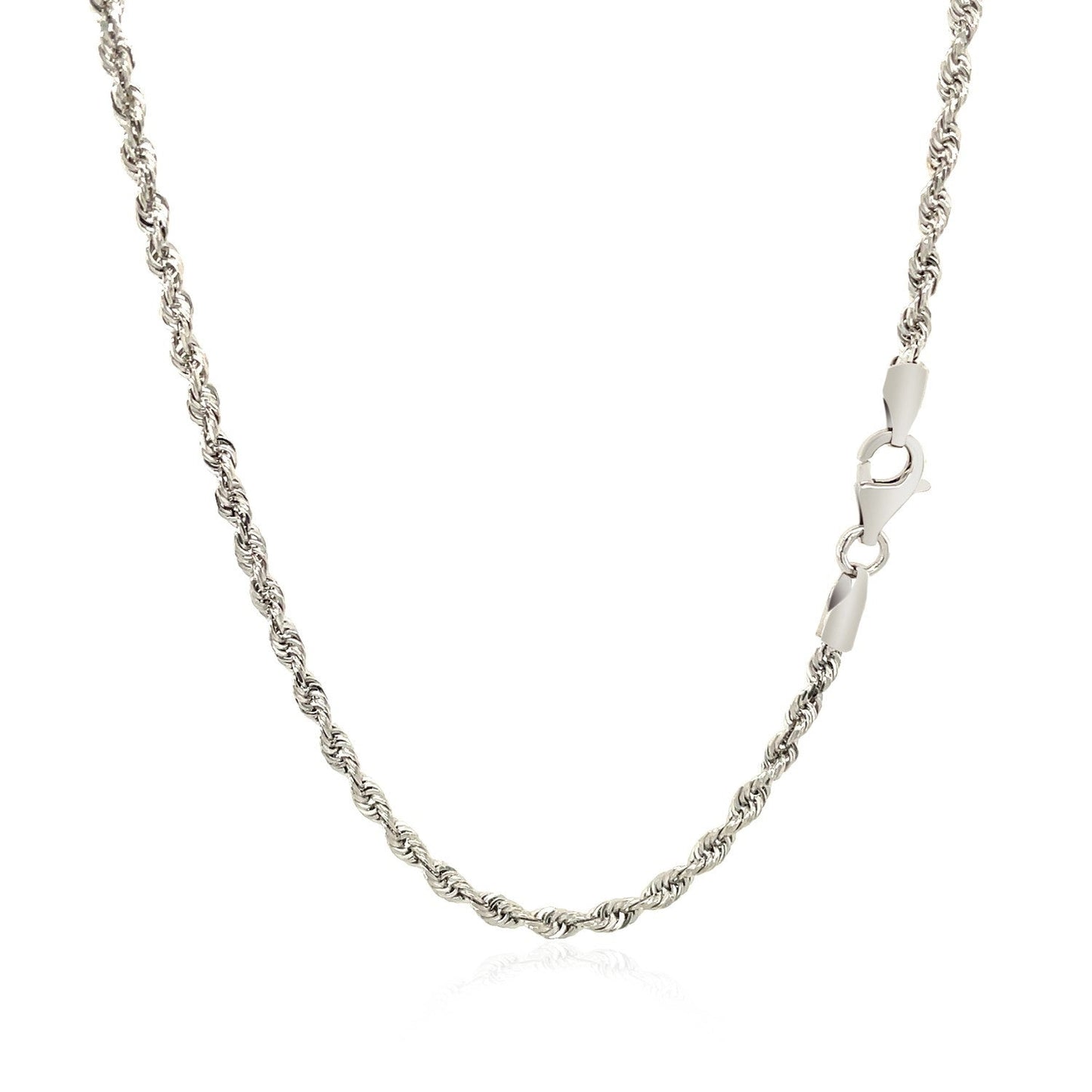 Cadena de oro blanco macizo de 14k, 2.5mm, corte diamante