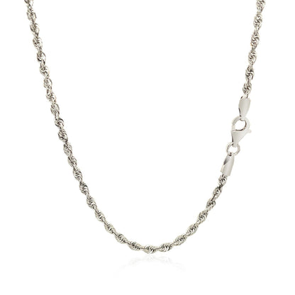 Cadena de oro blanco macizo de 14k, 2.5mm, corte diamante