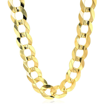 Cadena Curb Sólida de Oro Amarillo de 14k y 10.0mm
