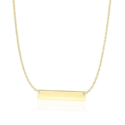 Gargantilla de oro amarillo de 14 quilates de barra horizontal plana y lisa