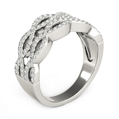 Anillo de ondas entrelazadas dobles con diamantes, en oro blanco de 14k (0,62 quilates en total)