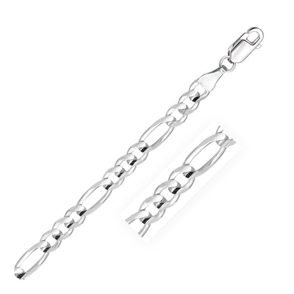 Cadena Figaro sólida de oro blanco de 14k y 6.0mm