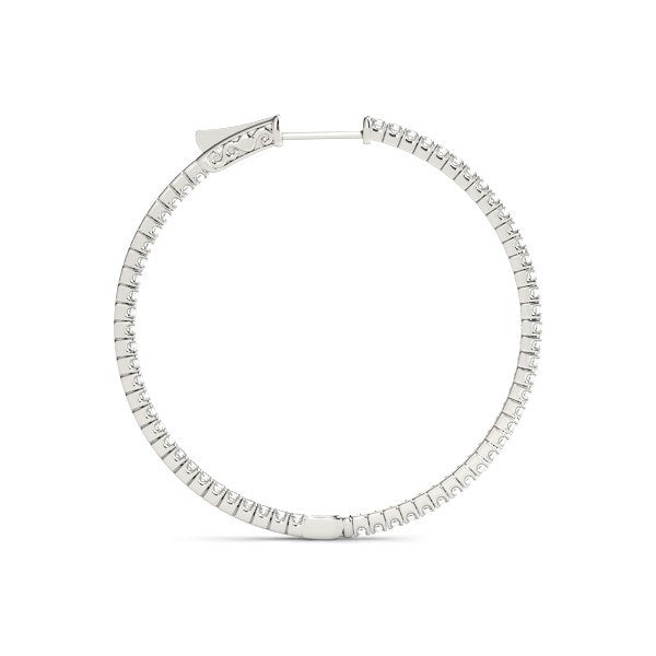 Pendientes de aro delgados de oro blanco de 14k con diamantes a doble cara (1 1/2 quilates en total)