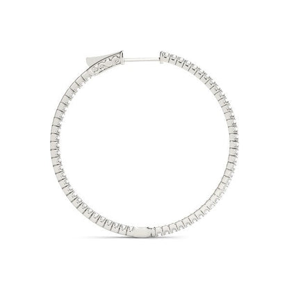 Pendientes de aro delgados de oro blanco de 14k con diamantes a doble cara (1 1/2 quilates en total)