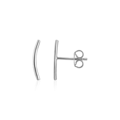 Pendientes trepadores curvos de oro blanco de 14k
