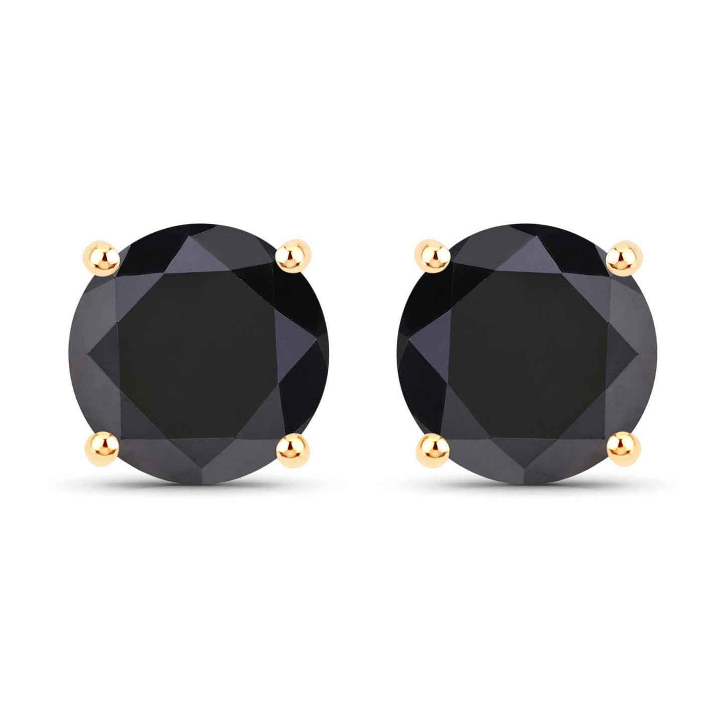 Pendientes de oro amarillo de 14K con diamante negro genuino de 4,91 quilates