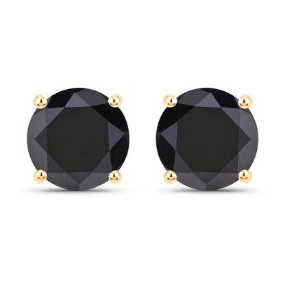 Pendientes de oro amarillo de 14 quilates con diamantes negros genuinos de 4,30 quilates