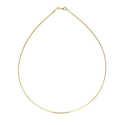 Collar de oro amarillo de 14k estilo cadena Omega redonda