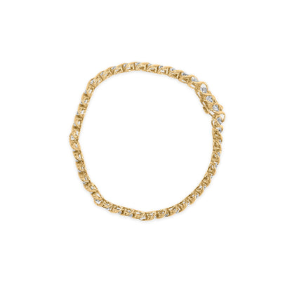 Pulsera de eslabones en espiral de oro amarillo de 10 qt con diamantes redondos de 3 qt (color I-J, claridad I1-I2), 19,05 cm