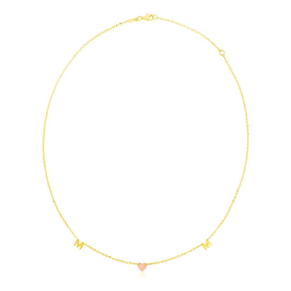 Collar de mamá en oro amarillo y rosa de 14k