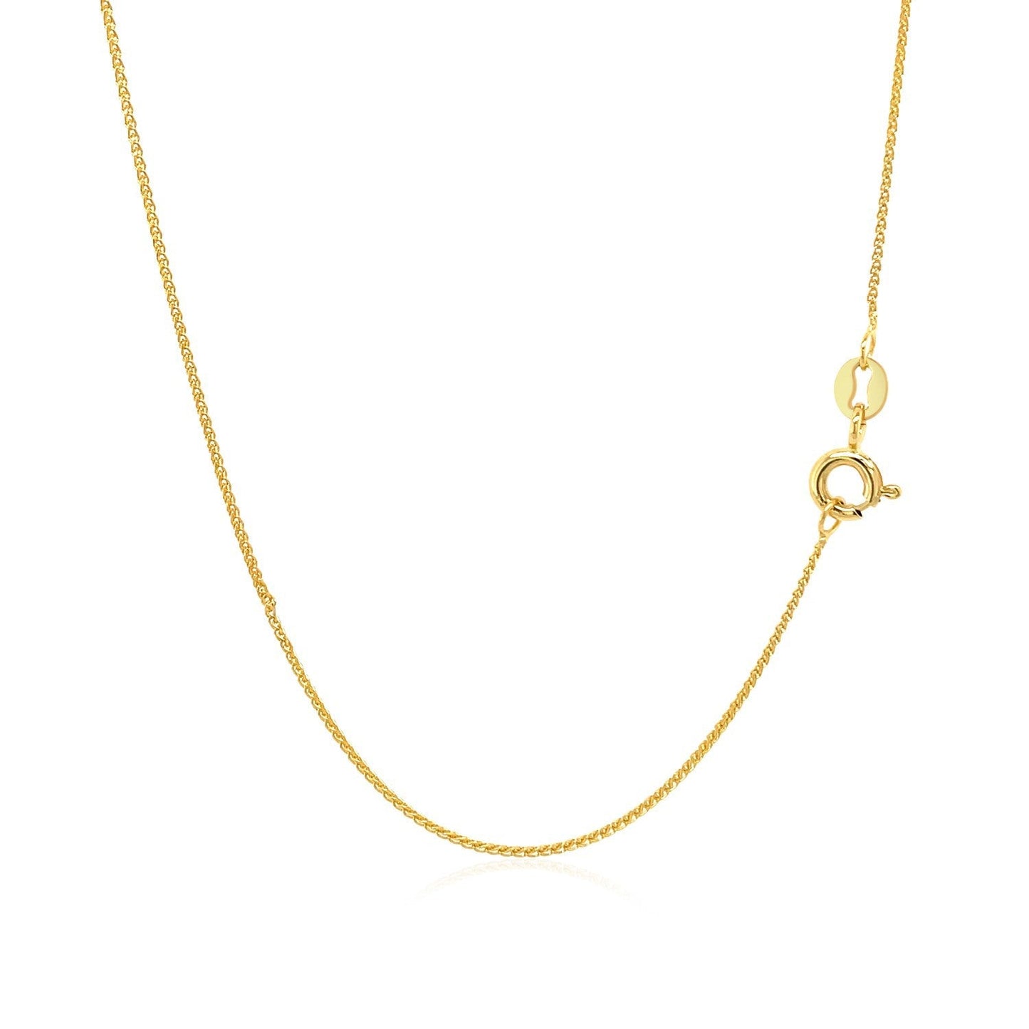 Cadena de espiga redonda con corte de diamante en oro amarillo de 14k de 0.6mm