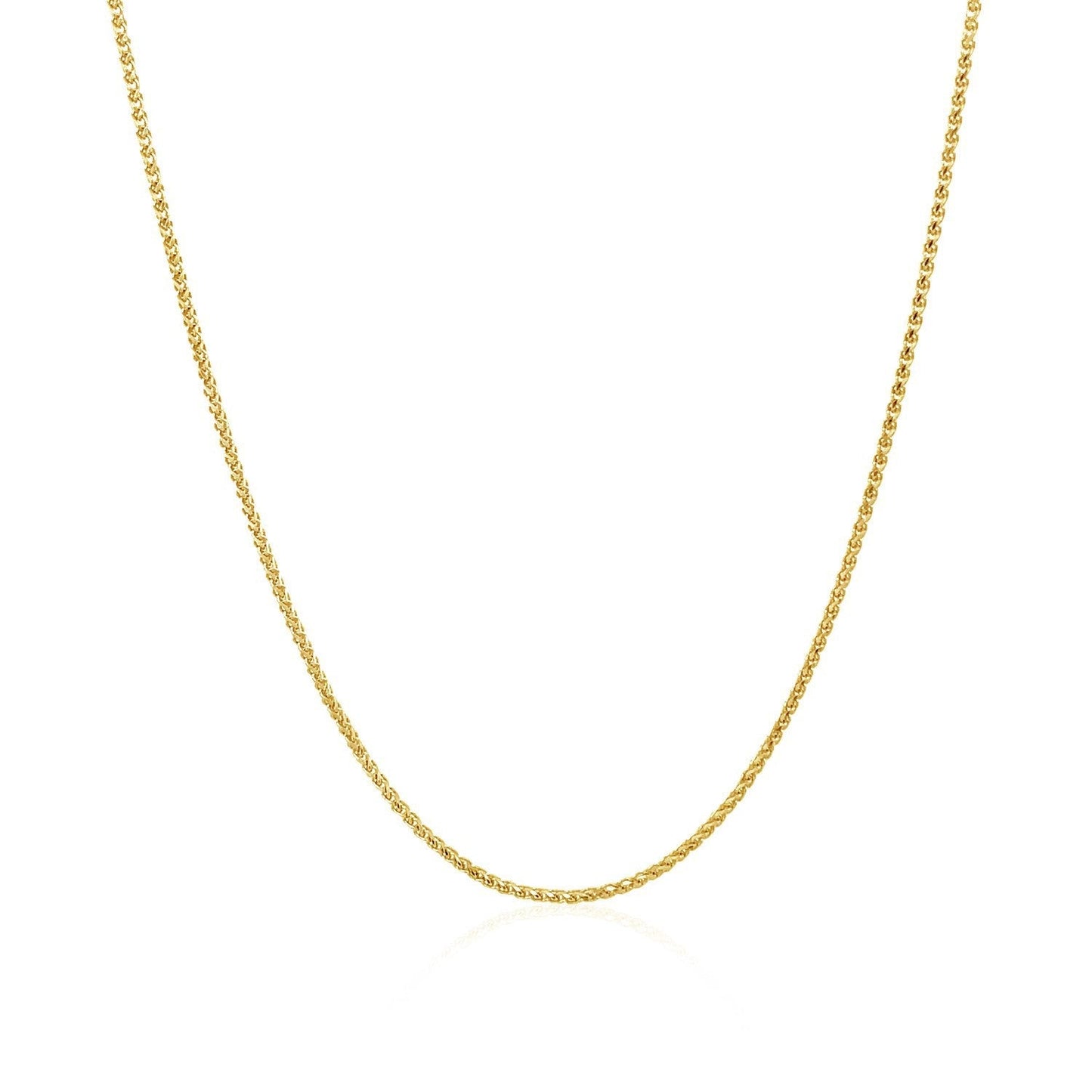 Cadena de trigo redonda de 14k de oro amarillo con corte de diamante 1.0mm