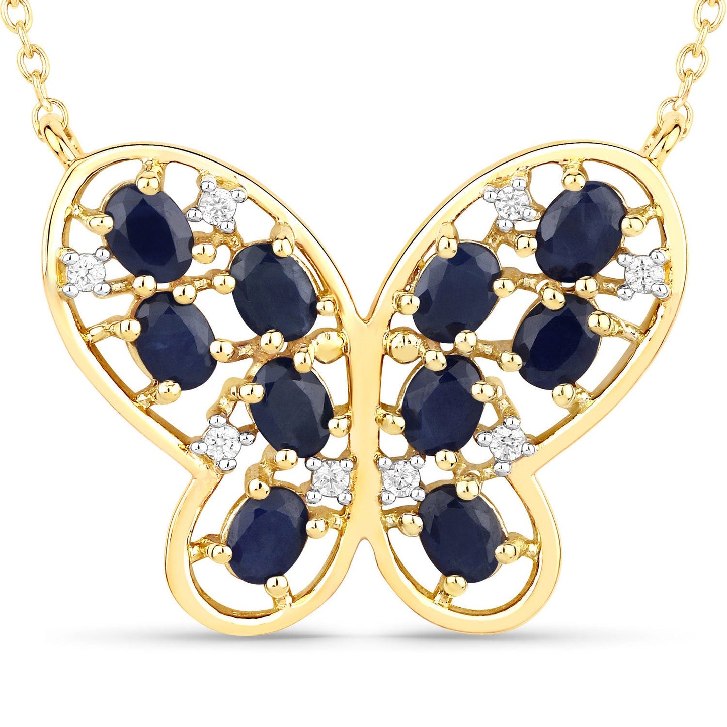 Collar de plata de ley .925 con zafiro azul auténtico de 2.16 quilates y circonitas blancas