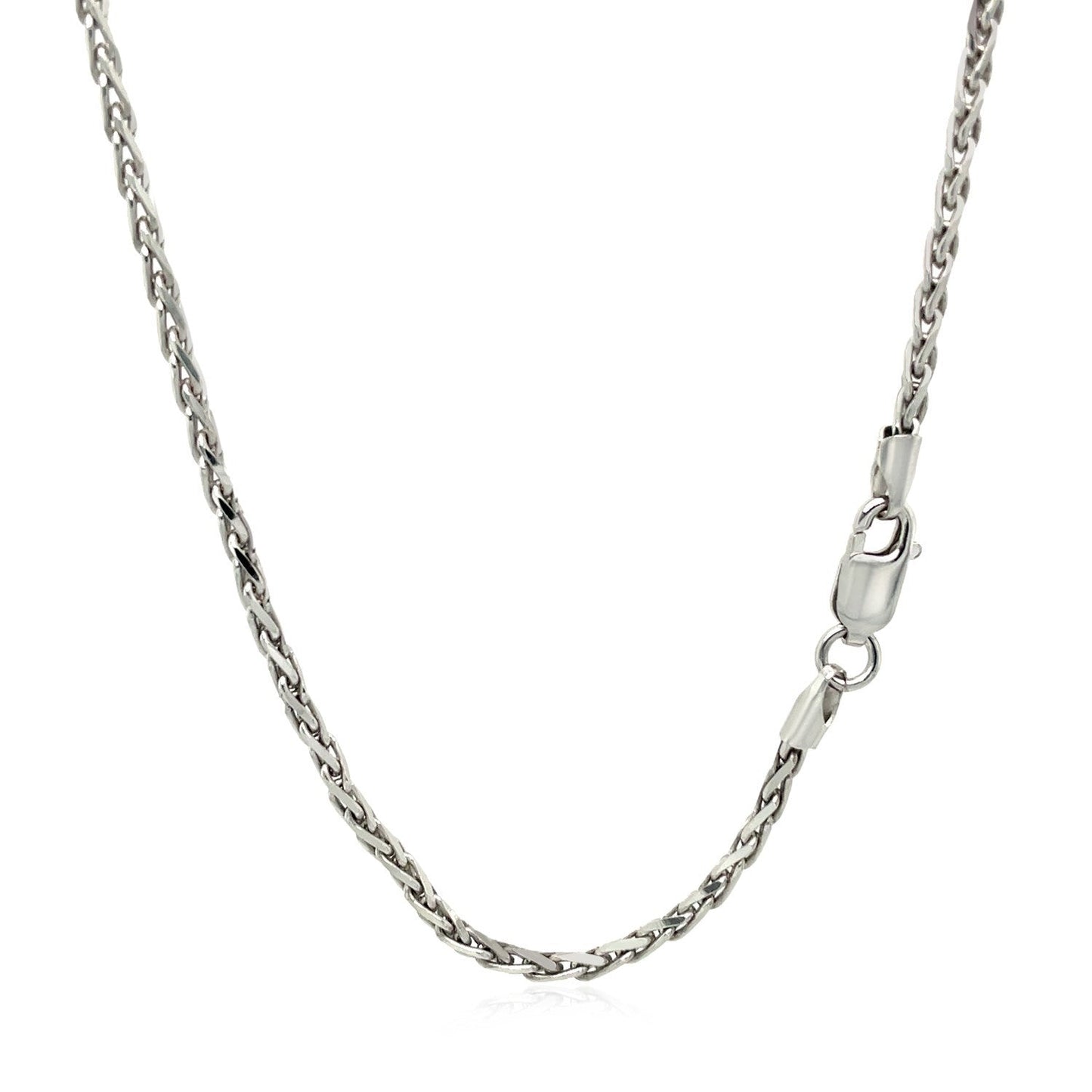 Cadena de trigo de plata de ley rodiada de 2,2 mm