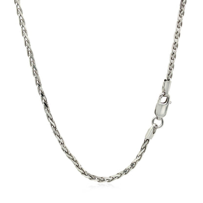 Cadena de trigo de plata de ley rodiada de 2,2 mm