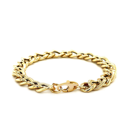 Pulsera de diseño de cadena tipo "Curb" de oro amarillo de 14k con cortes de diamante