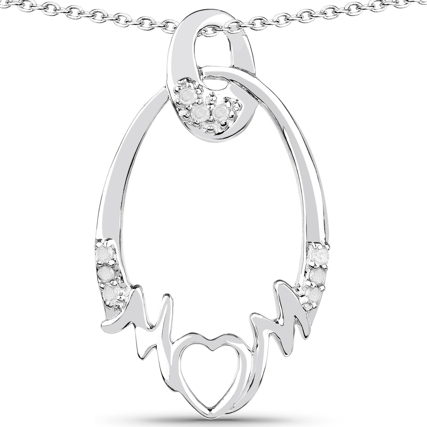 Colgante de plata esterlina .925 con diamante blanco genuino de 0.14 quilates