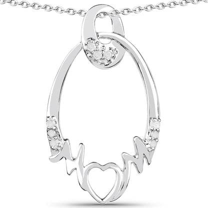 Colgante de plata esterlina .925 con diamante blanco genuino de 0.14 quilates