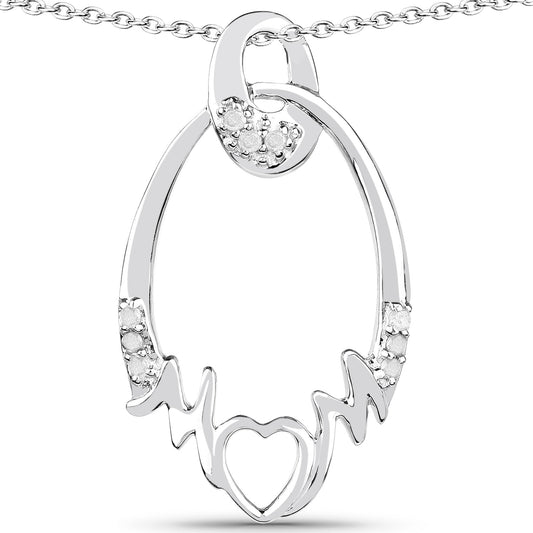 Colgante de plata esterlina .925 con diamante blanco genuino de 0.14 quilates