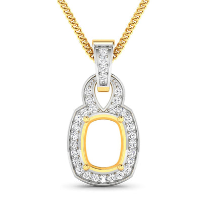 Colgante Semimontado de Oro Amarillo de 14K con Diamantes Blancos Genuinos de 0.25 Quilates - Para Gema de Talla Cojín de 9x7mm