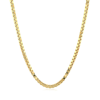 Cadena estilo Box semimaciza de oro amarillo de 14k y 2.0mm