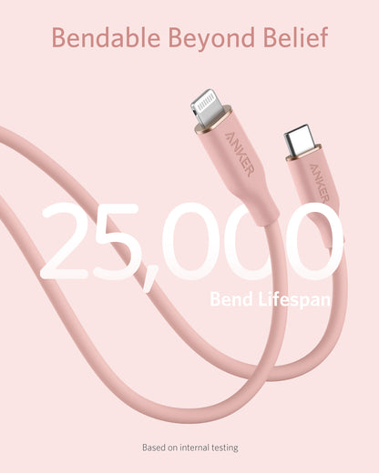 Anker <b>641</b> USB-C to Lightning Cable (Flow, 3 ft Silicone)