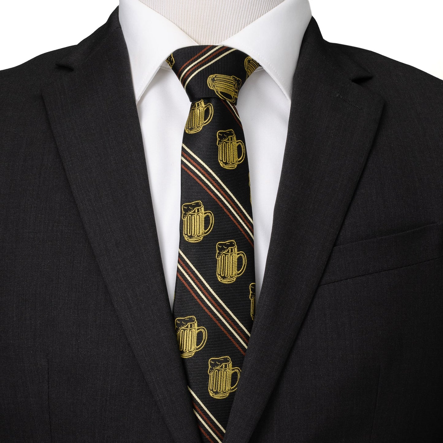 Corbata para hombre con rayas negras de Aficionado a la cerveza