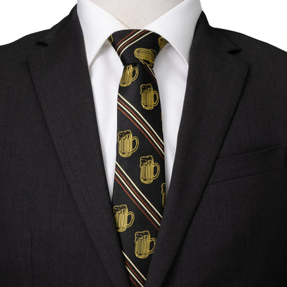 Corbata para hombre con rayas negras de Aficionado a la cerveza