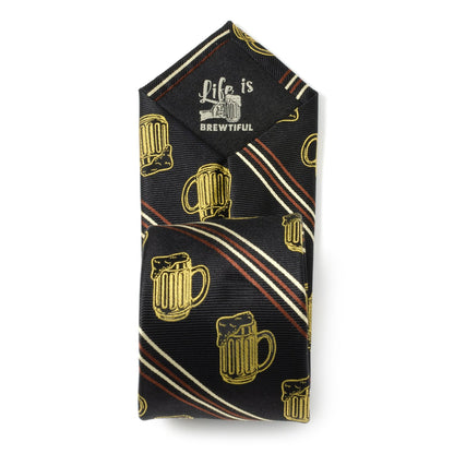 Corbata para hombre con rayas negras de Aficionado a la cerveza
